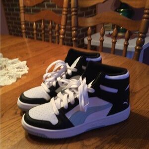 Puma Kids High-Top Sneakers - Black and White